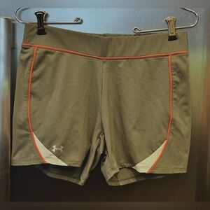 Under Armour gray, orange and white heatgear shorts size small